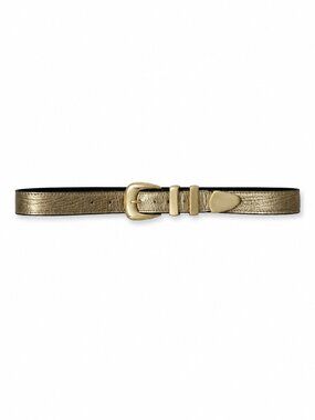 Leatherock Metallic Gold Genuine Leather Skinny Belt Boho Minimalist Y2K
